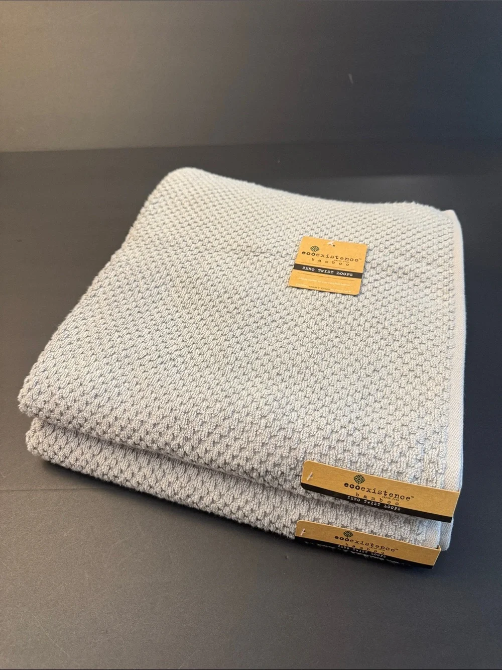 2pc ECOEXISTENCE Bamboo Zero Twist Loops Bath Towel Set - Pearl Gray